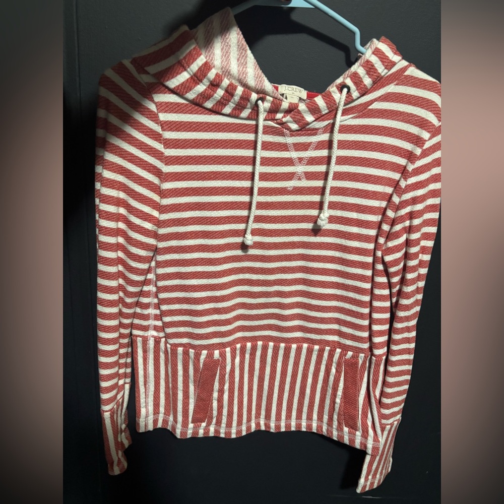 J. Crew Red and White Striped Hoodie